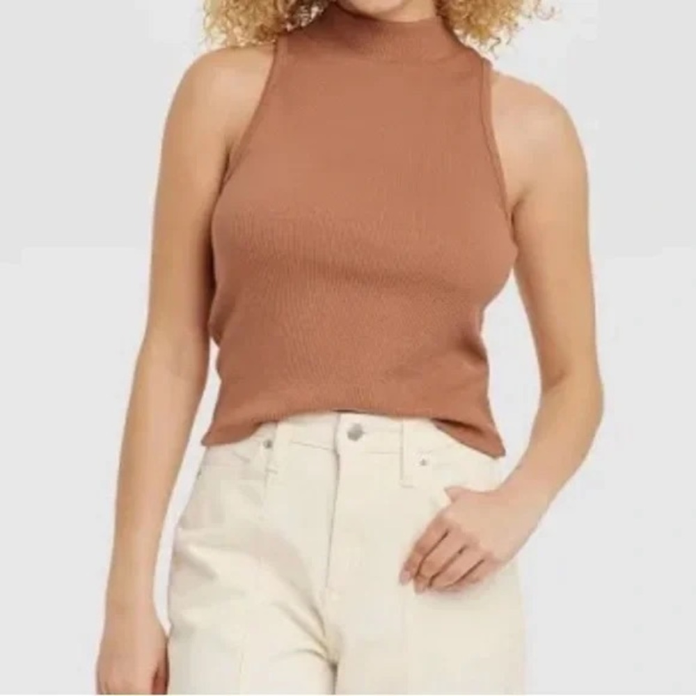 NWT | A New Day tan mockneck tank